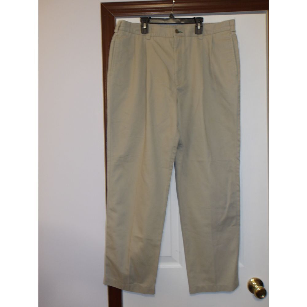 Tommy Hilfiger Classic Khaki Chinos Casual Dress Pants 36x30 Beige Flat Front